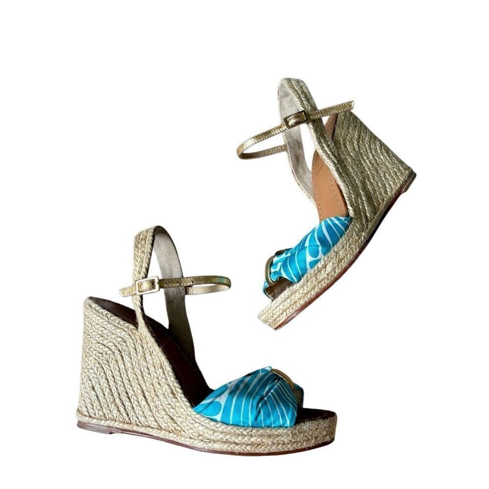 Kade Spade New York Florence Broadhurst Wedge Sandals size 8.5 Espadrille Open T